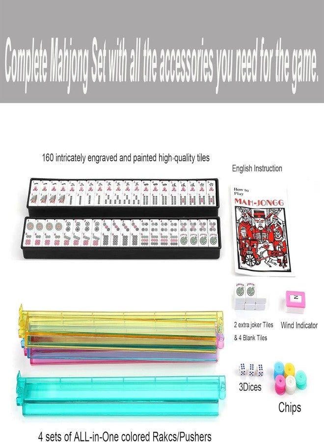 Mose Cafolo American Mahjong Game Set - Pearl Gray Quilted Soft Bag - 166 White Engraved Tiles, 4 All-in-One Rack/Pushers Complete Western Mah-Jongg, Maj Jongg, Ma Jong Set - Image 3